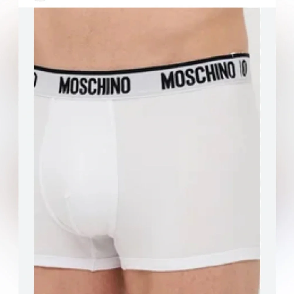 NWT Moschino Men’s Boxer Underwear in white w/ black letters